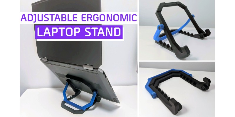Adjustable Ergonomic 3D Printed Laptop Stand