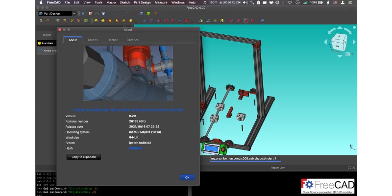 FreeCAD, a free 3D modeling software available on Mac