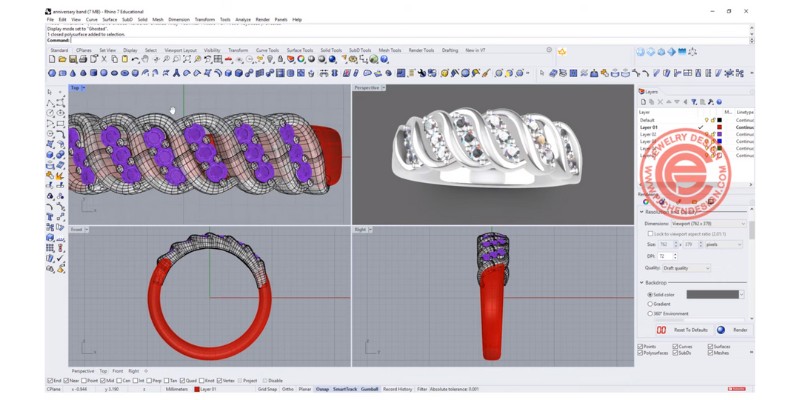 Jewelry CAD using Rhino software