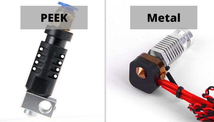 peek vs metal 3d printer hot end
