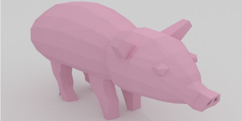 Low poly 3D printed pig