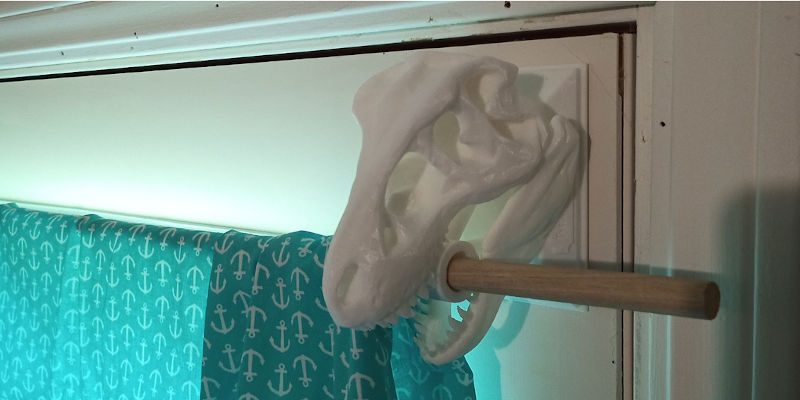 3D Printed T-Rex Curtain Rod Holder